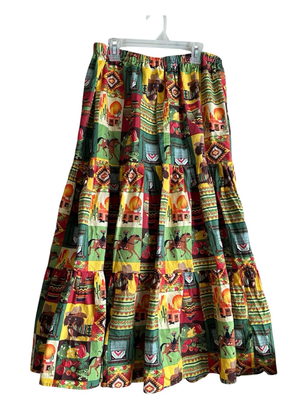 Vintage Camille Oliver Southwestern Western Tiered Maxi Skirt Summer USA Medium - Picture 8 of 8